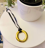 Big Circle Leather Pendant Necklace
