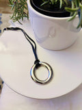Big Circle Leather Pendant Necklace