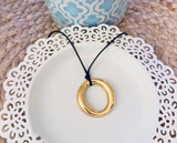 Small Circle Leather Pendant Necklace