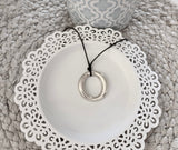 Small Circle Leather Pendant Necklace