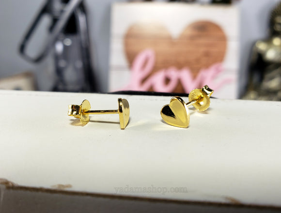 Gold Heart Stud Earrings