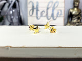 Gold Puffy Star Stud Earrings