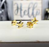 Gold Puffy Star Stud Earrings