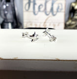 Rhodium Puffy Star Stud Earrings