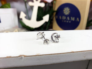 Moon and Star Stud Earrings