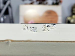 Round Cubic Zirconia Stud Earrings 3mm