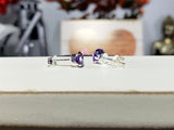 Amethyst Round Cubic Zirconia Stud Earrings 5mm