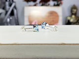 Aqua Round Cubic Zirconia Stud Earrings 5mm