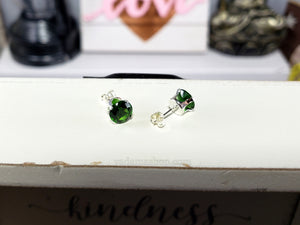 Emerald Round Cubic Zirconia Stud Earrings 7mm