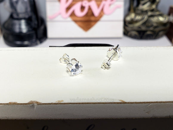 Heart Cubic Zirconia Stud Earrings 6mm