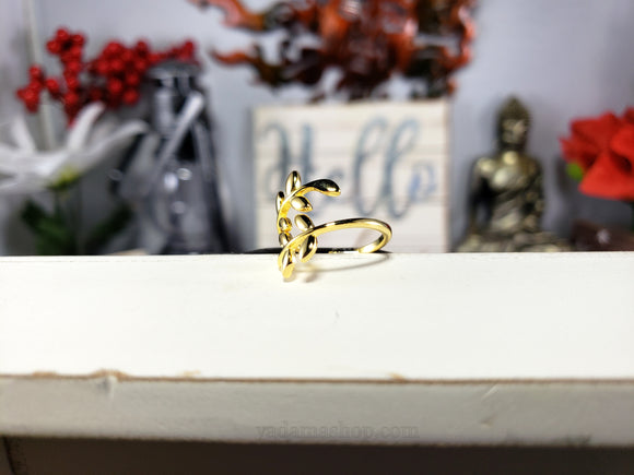 Gold Wraparound Branch Leaf Ring