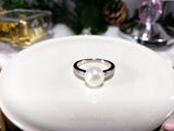 Classic Synthetic Pearl Round Clear Cubic Zirconia Ring