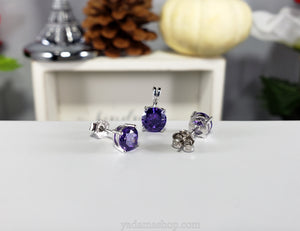 Amethyst Cubic Zirconia Set with 20 Inches Figaro necklace included