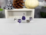 Amethyst Cubic Zirconia Set with 20 Inches Figaro necklace included