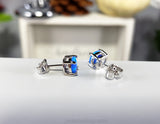 Round Blue Lab Opal Stud Earrings