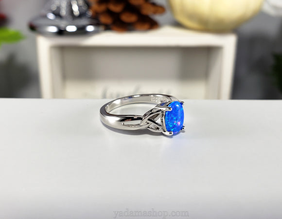 Center Stone Charmed Blue Lab Opal Ring